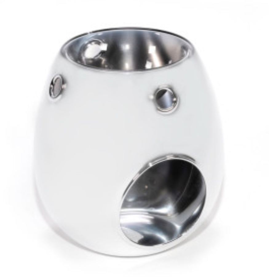 SILVER ELECTROPLATED GLASS WAX MELTER