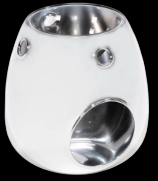 SILVER ELECTROPLATED GLASS WAX MELTER