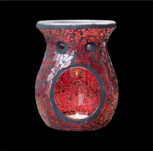LARGE RED CRACKLE WAX BURNER